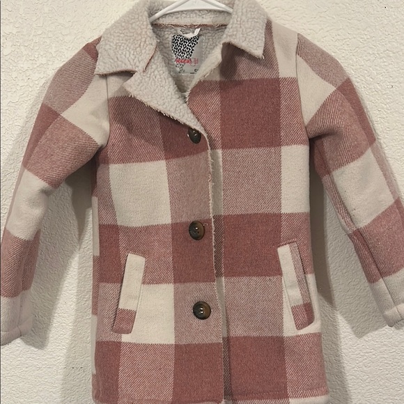 Kids Pink Plaid Coat - Picture 2 of 7